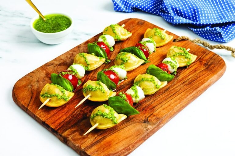 Margherita Pizza Pierogi Skewers