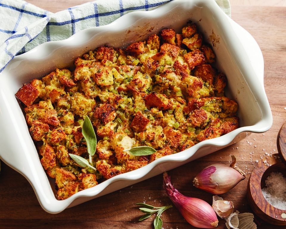 Cheesy Herb Sourdough Stuffing Delight