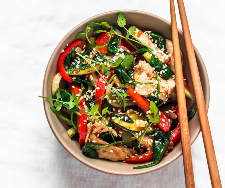 Chicken, Mushroom, and Spinach Stir-Fry