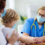 doctor child and mother preparing for testing